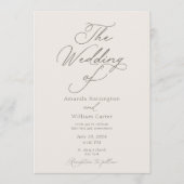 Elegant Ivory Wedding Invitation with Pattern Back 招待状 (正面)