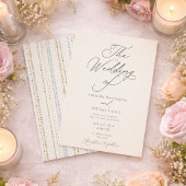 Elegant Ivory Wedding Invitation with Pattern Back 招待状