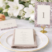 Elegant Ivory Wedding Menu with Thank You Card  招待状
