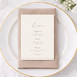 Elegant Ivory Wedding Menu with Thank You Card  招待状