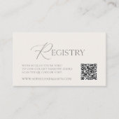 Elegant Ivory Wedding Registry Card with QR Code エンクロージャーカード (正面)