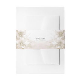 Elegant Ivory White Flowers 招待状ベリーバンド
