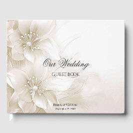Elegant Ivory White Flowers Guest Book ゲストブック