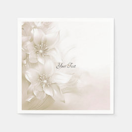 Elegant Ivory White Flowers Napkins スタンダードカクテルナプキン