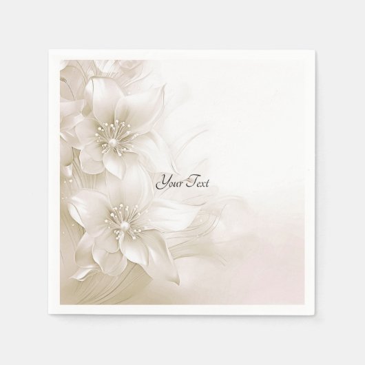 Elegant Ivory White Flowers Napkins スタンダードカクテルナプキン (正面)