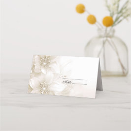 Elegant Ivory White Flowers Place Card プレイスカード