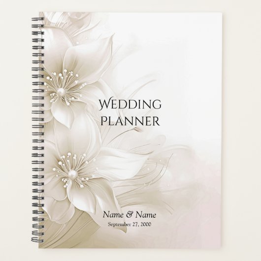 Elegant Ivory White Flowers Planner プランナー手帳 (正面)