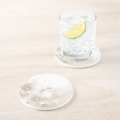 Elegant Ivory White Flowers Sandstone Coaster コースター (側面)