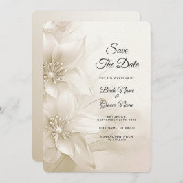 Elegant Ivory White Flowers Save The Date セーブザデート