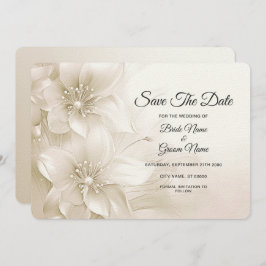 Elegant Ivory White Flowers Save The Date セーブザデート