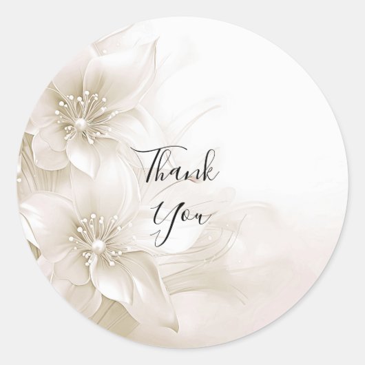 Elegant Ivory White Flowers Sticker ラウンドシール (正面)