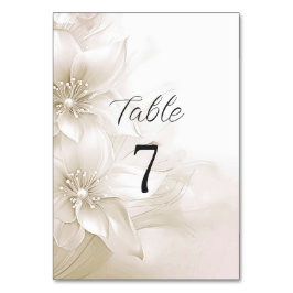 Elegant Ivory White Flowers Table Number テーブルナンバー