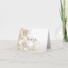 Elegant Ivory White Flowers Thank You Card サンキューカード