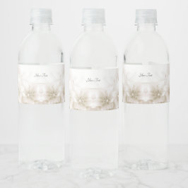 Elegant Ivory White Flowers Water Bottle Label ペットボトルラベル