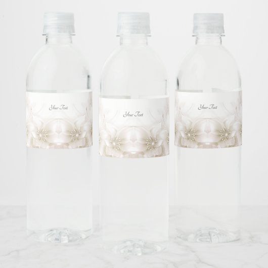 Elegant Ivory White Flowers Water Bottle Label ペットボトルラベル (ボトル)