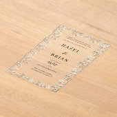 Elegant ivory white gypsophila floral Wedding アクリル招待状 (レイダウン)