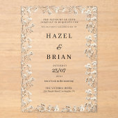 Elegant ivory white gypsophila floral Wedding アクリル招待状 (正面)