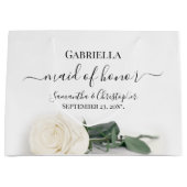 Elegant Ivory White Rose Maid of Honor Wedding ラージペーパーバッグ (正面)