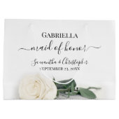 Elegant Ivory White Rose Maid of Honor Wedding ラージペーパーバッグ (裏面)