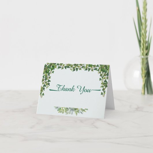 Elegant Ivy Greenery Botanical Wedding Table Numbe サンキューカード (正面)