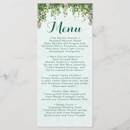 Elegant Ivy Greenery Botanical Wedding Table Numbe メニュー (正面)