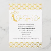 Elegant Japanese Bridal Shower 箔招待状ポストカード (正面)