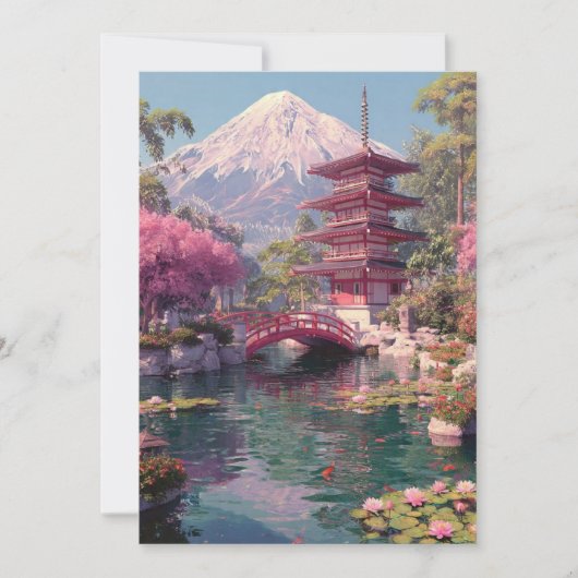 Elegant Japanese Cherry Blossom & Castle Wedding I 招待状 (正面)