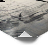 Elegant Japanese Cranes and Pagoda Ink Wash Art ポスター (コーナー)