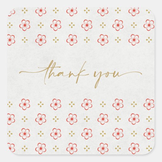 Elegant Japanese Plum Blossom  スクエアシール (正面)