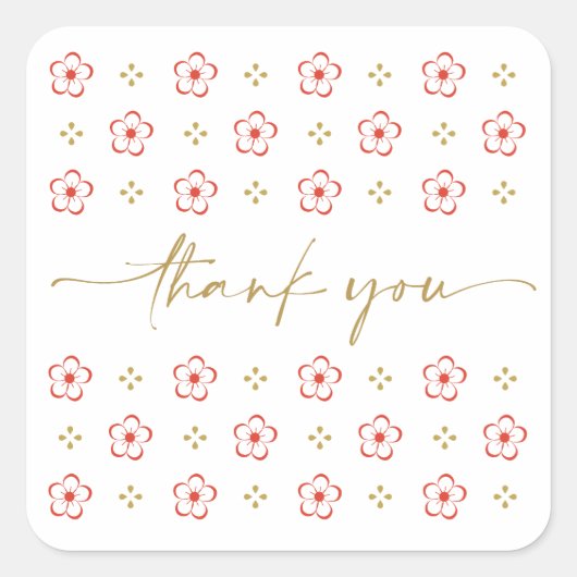 Elegant Japanese Plum Blossom スクエアシール (正面)