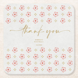 Elegant Japanese Plum Blossom スクエアペーパーコースター