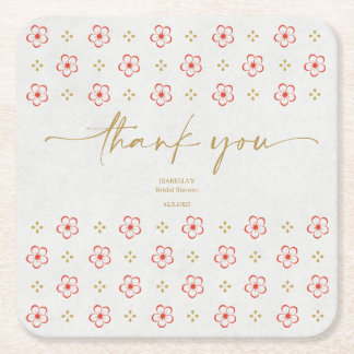 Elegant Japanese Plum Blossom スクエアペーパーコースター