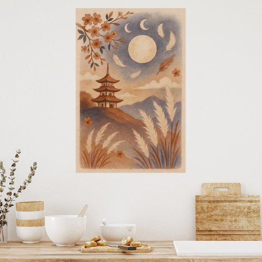 Elegant Japanese Wall Art – Traditional ポスター (キッチン)