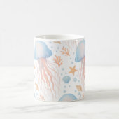 Elegant Jellyfish & Ocean Elements Pattern Mug コーヒーマグカップ (中央)