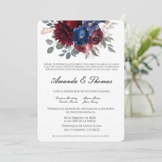 Elegant jewel theme Spanish wedding 招待状 (スタンド正面)