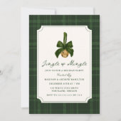 Elegant Jingle and Mingle Plaid Christmas Party 招待状 (正面)