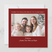 Elegant JOY Red White Christmas Photo  シーズンカード (裏面)