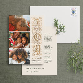 Elegant “Joy to the World” Multi-Photo Faux Foil シーズンカード