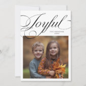 Elegant Joyful Calligraphy Photo White  シーズンカード (正面)