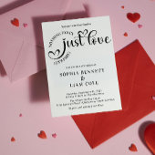 Elegant Just Love Black and White Heart Wedding 招待状