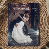 Elegant Just Married Elegant Script Photos Wedding 案内状