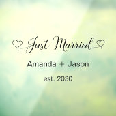 Elegant Just Married Hearts Black Script ウィンドウサイン (シート3)