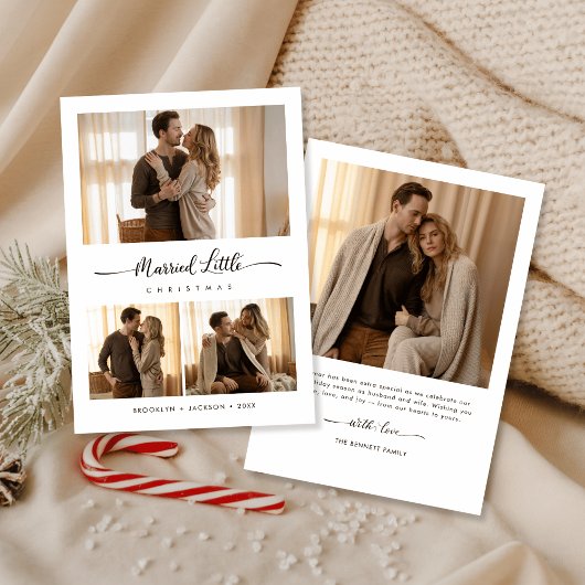 Elegant Just Married Little Christmas Photo シーズンカード