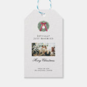 Elegant Just Married Newlywed Christmas Photo Card ギフトタグ (正面)