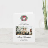 Elegant Just Married Newlywed Christmas Photo Card シーズンカード (正面)