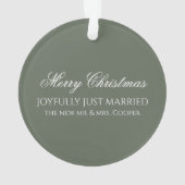 Elegant Just Married Newlywed Photo Christmas オーナメント (裏面)