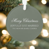Elegant Just Married Newlywed Photo Christmas オーナメント