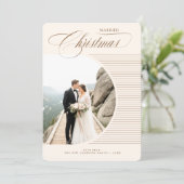 Elegant Just Married Newlywed Photo Christmas シーズンカード (スタンド正面)