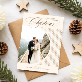 Elegant Just Married Newlywed Photo Christmas シーズンカード