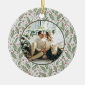 Elegant Just Married Newlywed Photo Christmas セラミックオーナメント (正面)